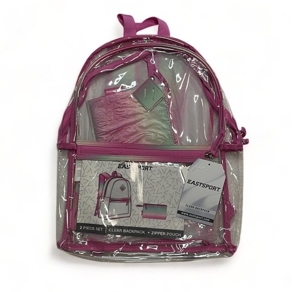Eastsport Clear Backpack With Zipper Pouch Set - Multiple Colors, Pack of 4, New - Picture 13 of 16
